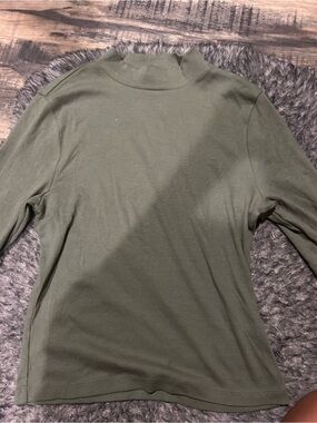 Express Olive Mock Neck Long Sleeve Top